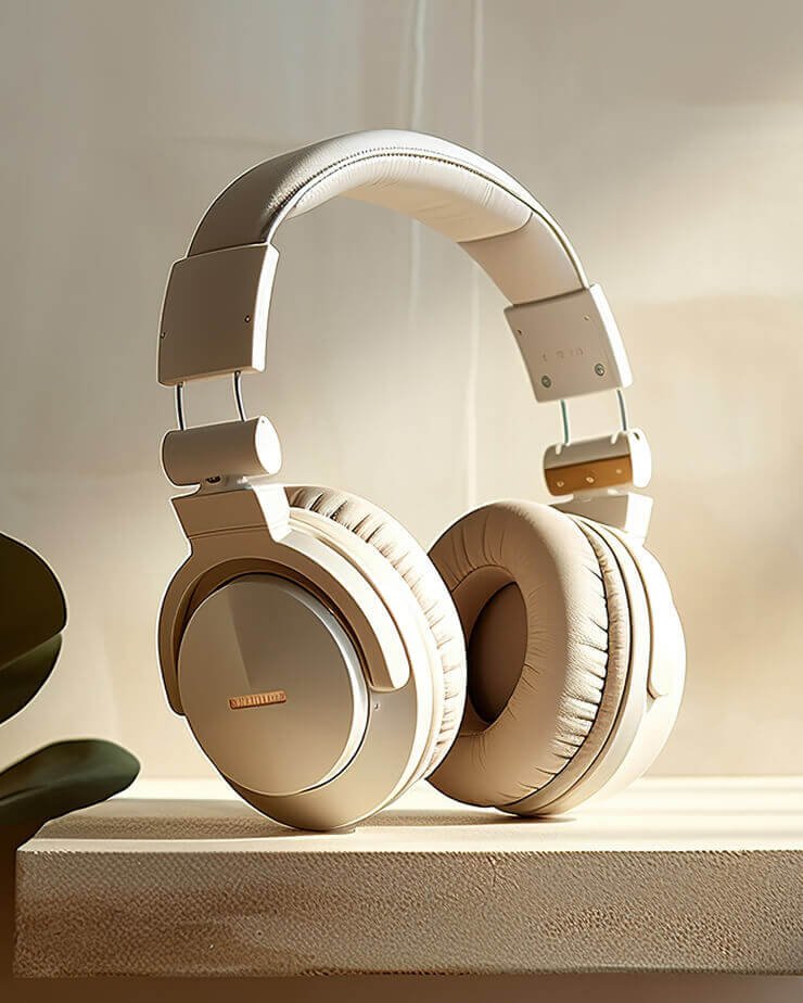 Premium wireless headphones in editorial style